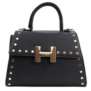 Halston Heritage Black Satchel with Gold Accents